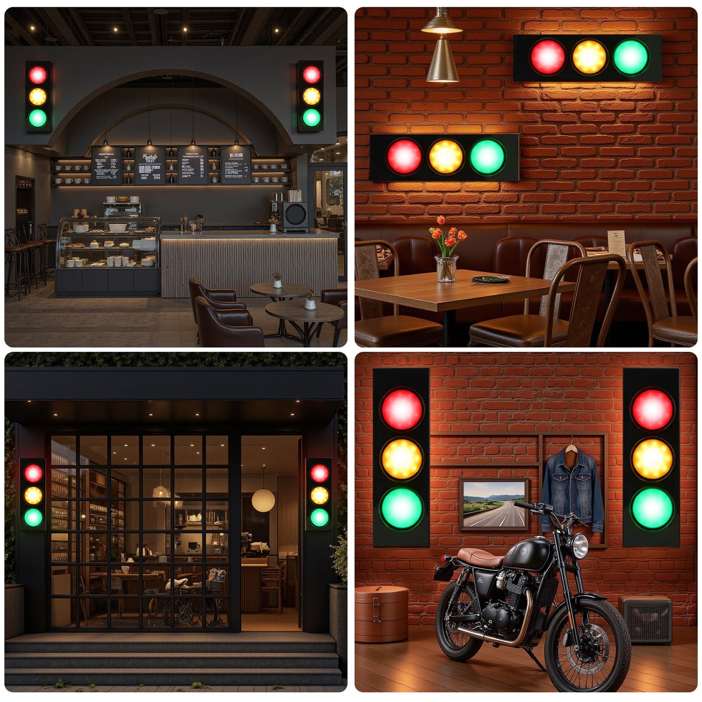 HOMIER Traffic Light Wall Lamp, Retro Style Traffic LED Lamp with Remote Control, Fun Room Stop Light Decor for Children's Day, Classroom, Kids Bedroom, Club, Bar, Pub (1-Side 3-Light (2PCS))