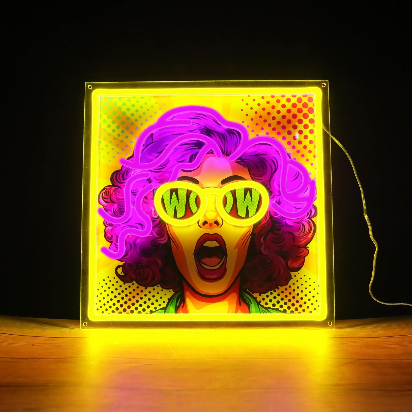 ENUOLI Purple Hair Pretty Girl Neon Sign,UV Print LED Light Sign Dimmable Cool Women Lady Neon Lights for Bedroom,Home Wall Decor LED Signs for Christmas Birthday Party Girls Stylish Gifts