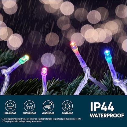 JOYIN 66FT Connectable Christmas String Lights Clear Wire, 8 Modes 200 LED Twinkle Fairy Lights for Indoor Outdoor, Christmas Tree, Classroom, Bedroom, Yard, Patio, Party Decor (Multicolor)