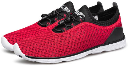 DOUSSPRT Men's Water Shoes Quick Drying Sports Aqua Shoes Redwhite Size 7