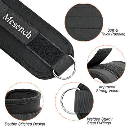 Ankle Straps for Cable Machine Attachments - Gym Ankle Cuff for Kickbacks, Booty Workouts - Ideal for Leg Extensions, Glute Exercises, and Full-Body Workouts - Suitable for Men & Women (Pair, Black)