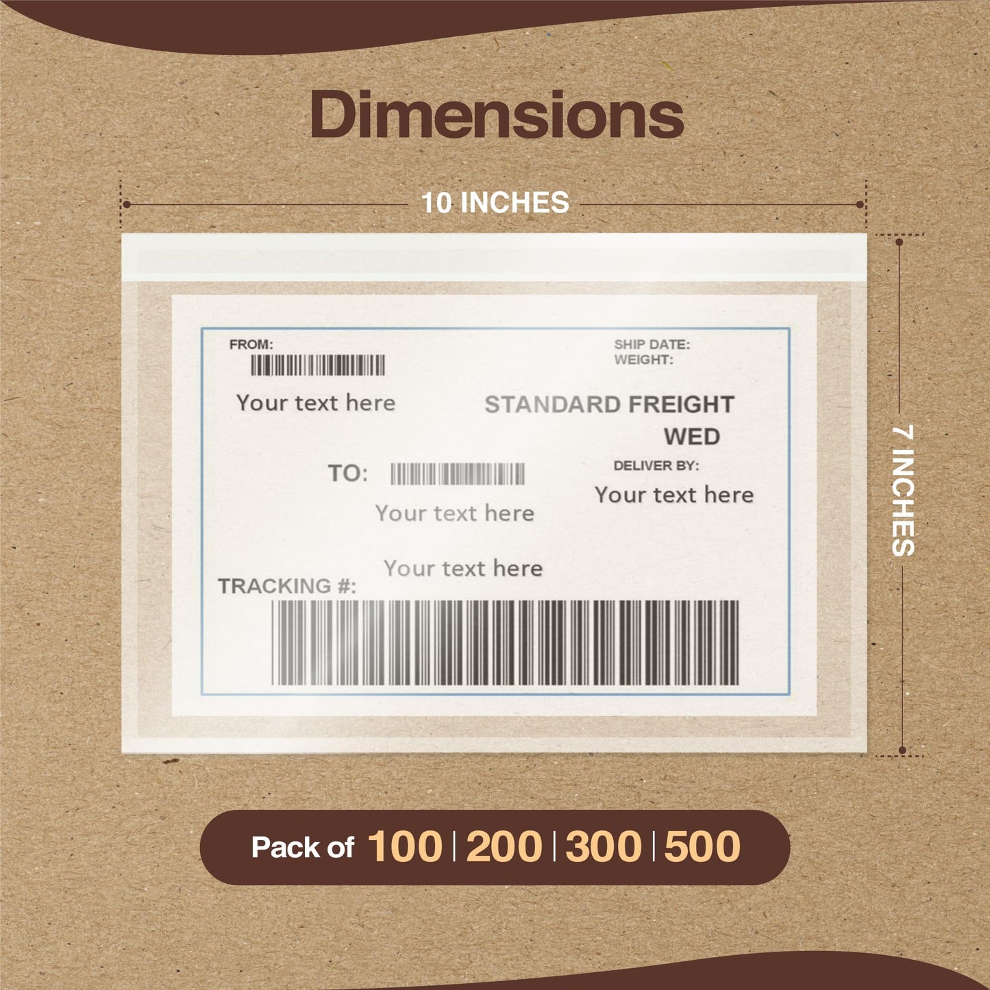 7"x10" Shipping Label Sleeves 100 Pack- 3.12 Mil Thick Strong Adhesive Back Packing Slip Pouches for Secure Package Labelling, Protects Documents with Shipping Label Pouch - WaterProof and Durable
