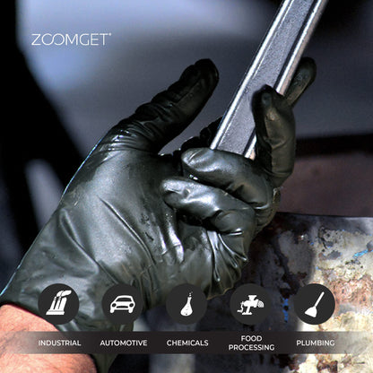 X3 Black Nitrile Disposable Industrial Gloves 3 Mil, Latex/Powder-Free, Food-Safe, Non-Sterile, Textured, X-Large, Box of 100