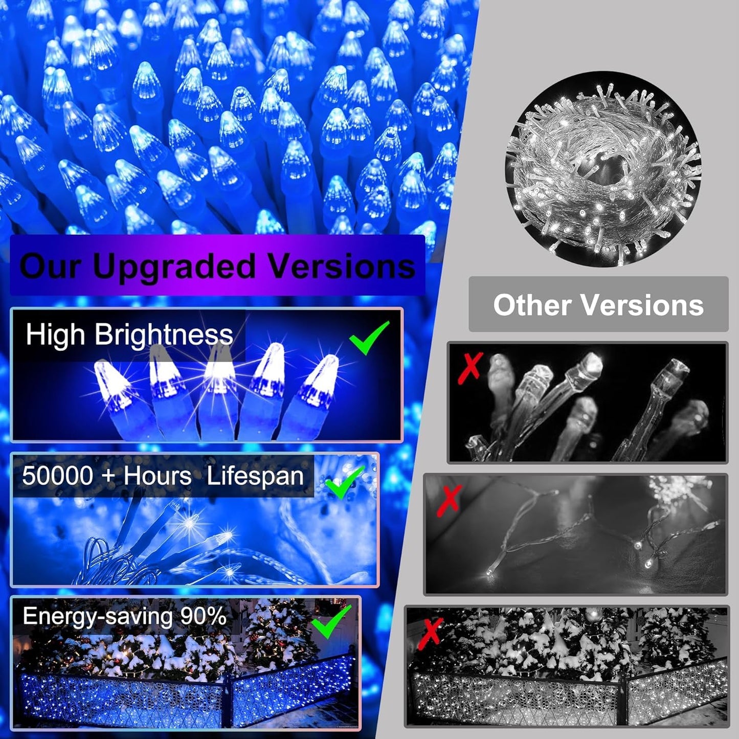 670 LED Christmas Lights with 148 Drops, 66ft 12 Modes Hanging ice String Lights with Timer & Dimmable & Waterproof, Plug-in Fairy Lights for Indoor Tree Holiday Wedding Party Christmas Decor Blue