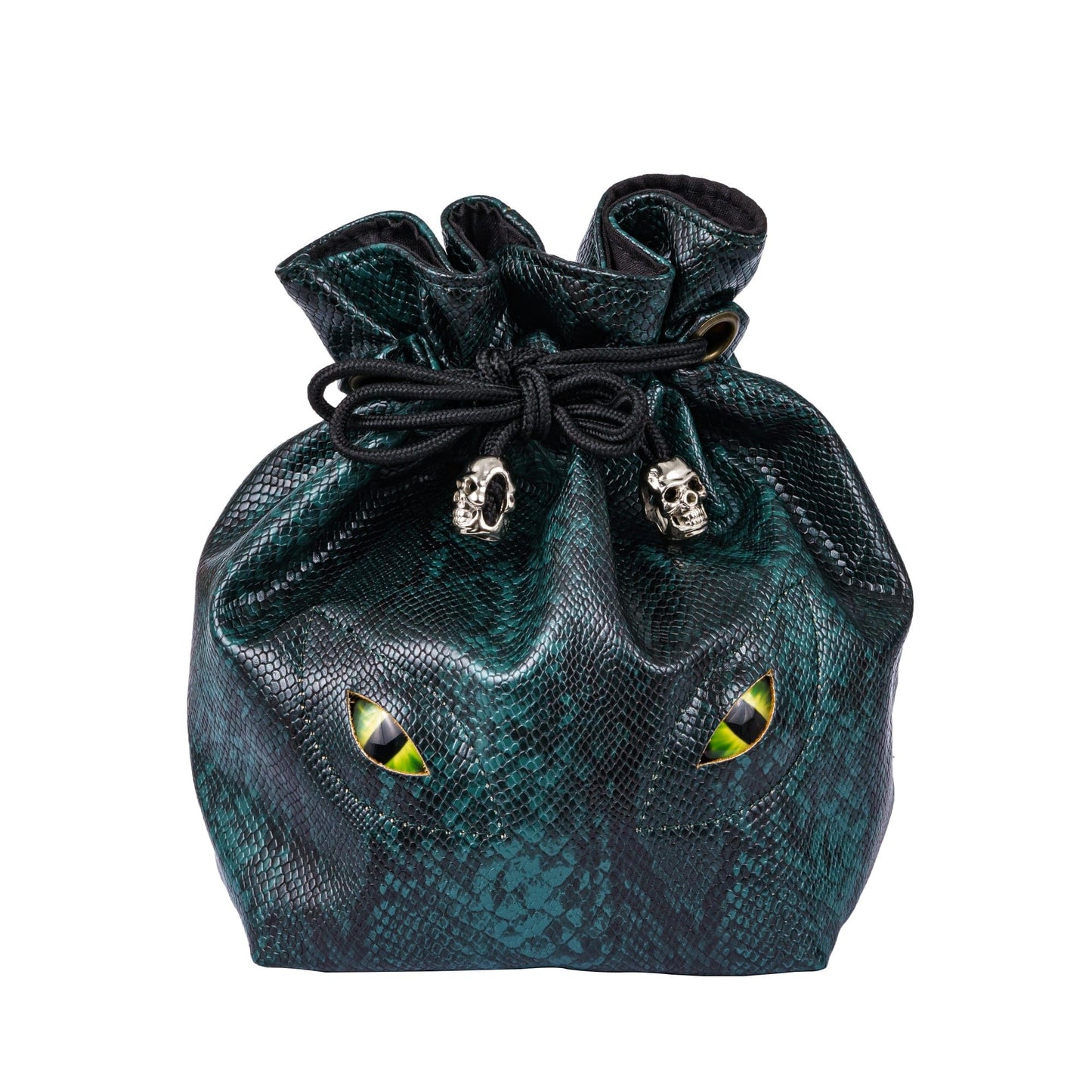 KSNDie Large DND Dice Bag Leather Dice Storage Bag Dark Green D&D Drawstring Pouch with Pockets for RPG Table Games - Can Hold 200+ Polyhedral Dice