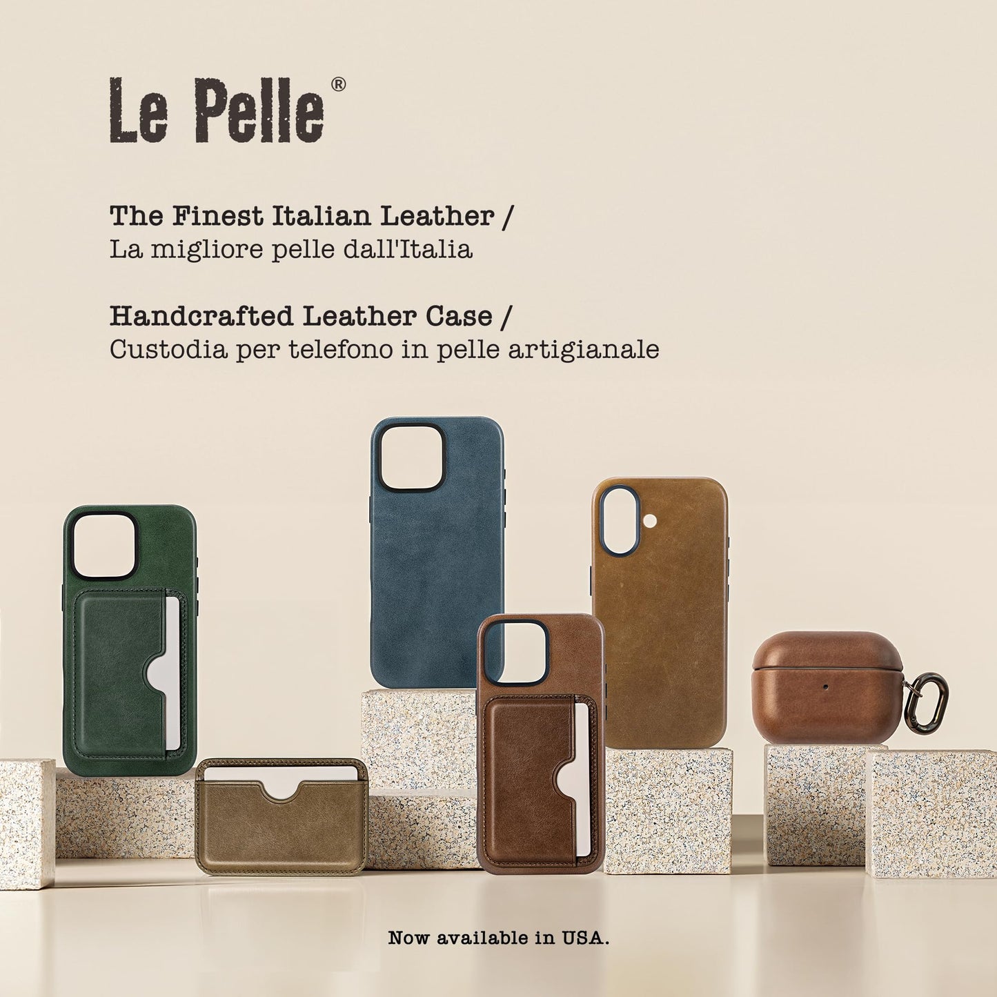 Le Pelle - Handcrafted Premium Italian Leather Case - for AirPods Pro (2nd Generation ONLY) - Two-Tone Effect with Unique Patina Over Time - Graphite Black