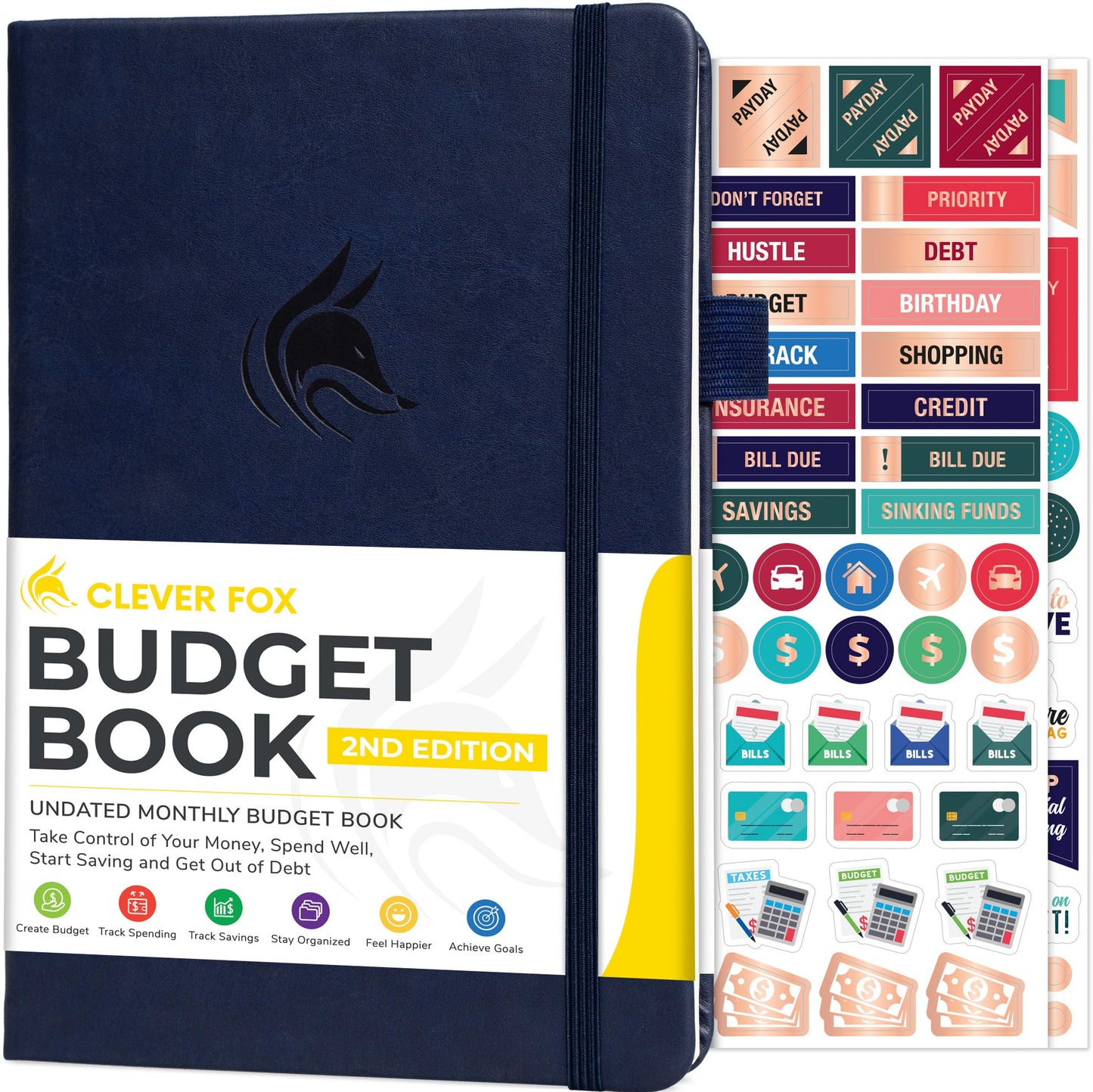 Clever Fox Budget Book 2.0 – Simple Budgeting Planner for Beginners – Financial Notebook with Money Spending, Debt & Bill Tracker (Dark Blue)
