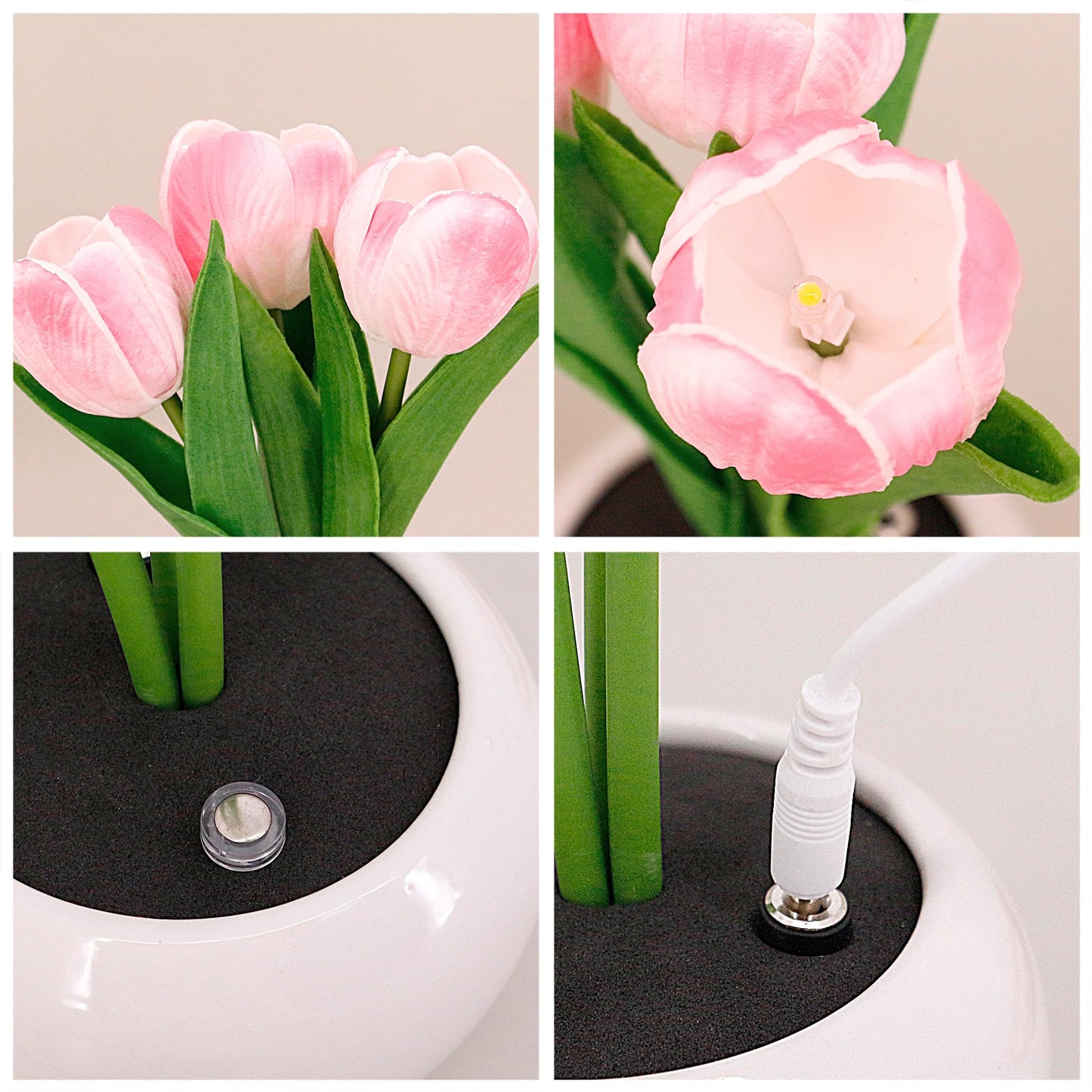 Naimo Tulip Night Light Rechargeable LED Night Lamp Flower Table Lamp for Bedroom Living Room Birthday Party Desktop Home Decor