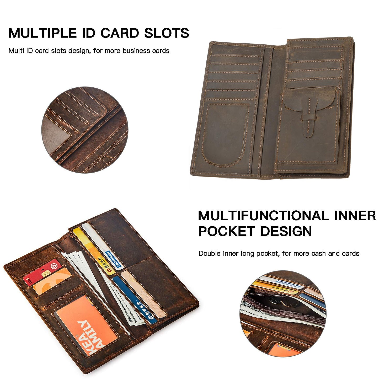 Plinvo Vintage Genuine Leather Wallet for Men, Bifold Slim Design with RFID Blocking and Gift Box (Brown-1)