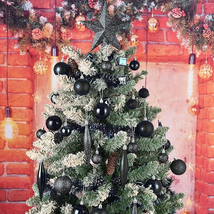 30ct Christmas Ball Ornaments, 3.15" Shatterproof Halloween Tree Decorations, Perfect Hanging Ball for Indoor/Outdoor Holiday Party Decor (Black)