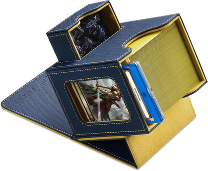 Mage Tech MTG Commander Card Deck Box - Patented Design, Holds 100 Double-Sleeved Cards | Blue/Yellow