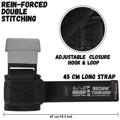 Weight Lifting Hooks Heavy Duty PRO Lifting Wrist Straps Deadlift Straps Power Lifting Grips Weightlifting Gym Gloves Men & Women (Gray, Men-Wrist Size Large)
