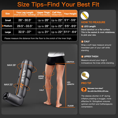 JZBRAIN Pro Compression Boots for Circulation: Leg Compression Massager for Athletes Cordless Air Recovery System with 6 Modes & 8 Intensity(Medium)