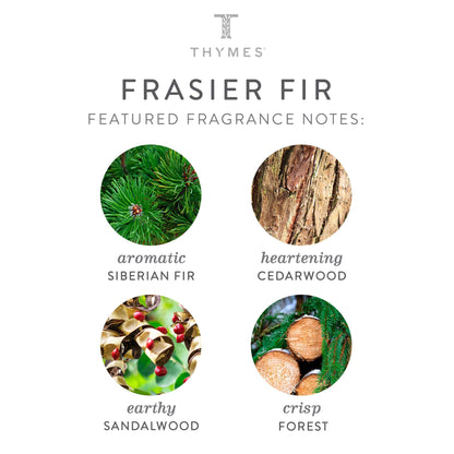 Thymes Frasier Fir Reed Diffuser Set – Includes Reeds, Fragrance Oil, and Frosted Glass Bottle – Fragrance Oil Diffuser – Room Fresheners – Luxury Home Decor – Green & Clear (Pine Needle, 4 fl oz)