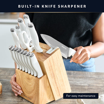 Home Hero Kitchen Knife Set with Sharpener - High Carbon Stainless Steel Knife Block Set with Ergonomic Handles (20 Pcs - Acrylic Black)