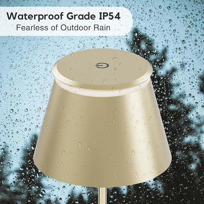Cordless Table Lamp Rechargeable,5000mAh Battery Operated Desk Lamp,Waterproof Touch Dimmable Light with Remote,3 Color Stepless Dimming Up,for Bedroom/Office/Bars/Camping. (Gold, 1pcs)