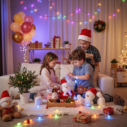 Mlambert LED Fairy Lights Battery Operated with Timer, Rechargeable Mini Twinkle Lights for Christmas Decor Holiday Party, 32.8FT(16.4x2), Multicolor