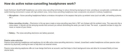 Audio-Technica ATH-ANC7B QuietPoint Active Noise-Cancelling Closed-Back Headphones, Wired, AUD ATH-ANC7B, Black, one Size