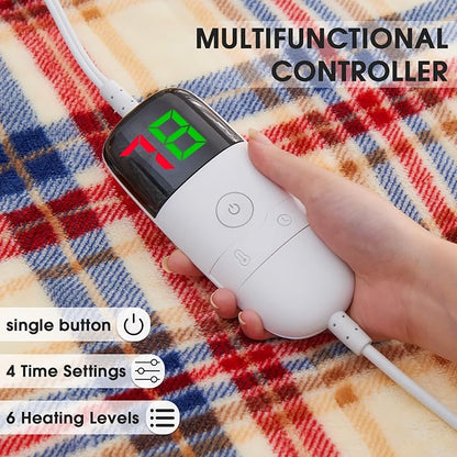 Heated Electric Blanket Full Size,72X84 Heating Blanket,Red Plaid Soft Sherpa Blankets Warmer Gift for Grandma Women Adult,Fast Heating Washable