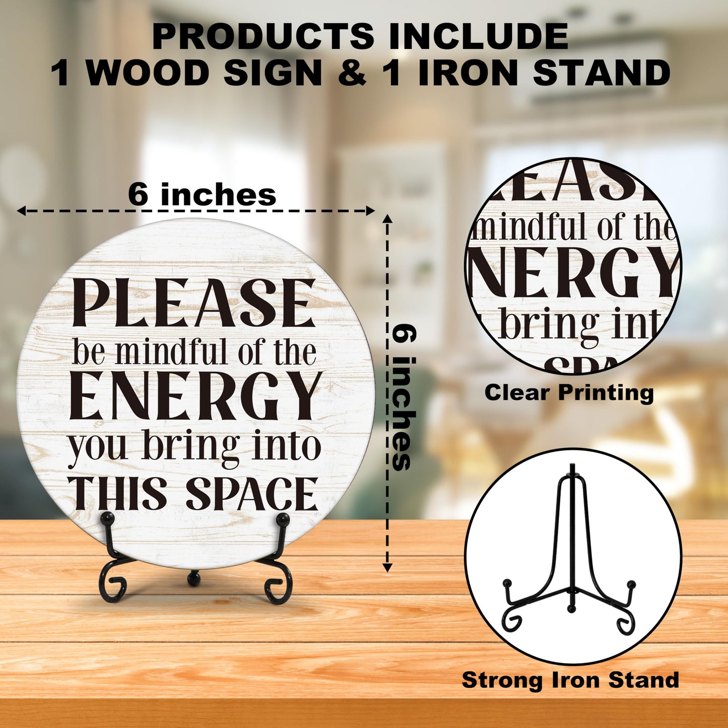 Inspirational Desk Decor, Positive Affirmations Wood Decor Sign, Encouragement Gifts For Woman Man, Office Desk Accessories, Farmhouse Home Office Decorations For Table Shelf -A08