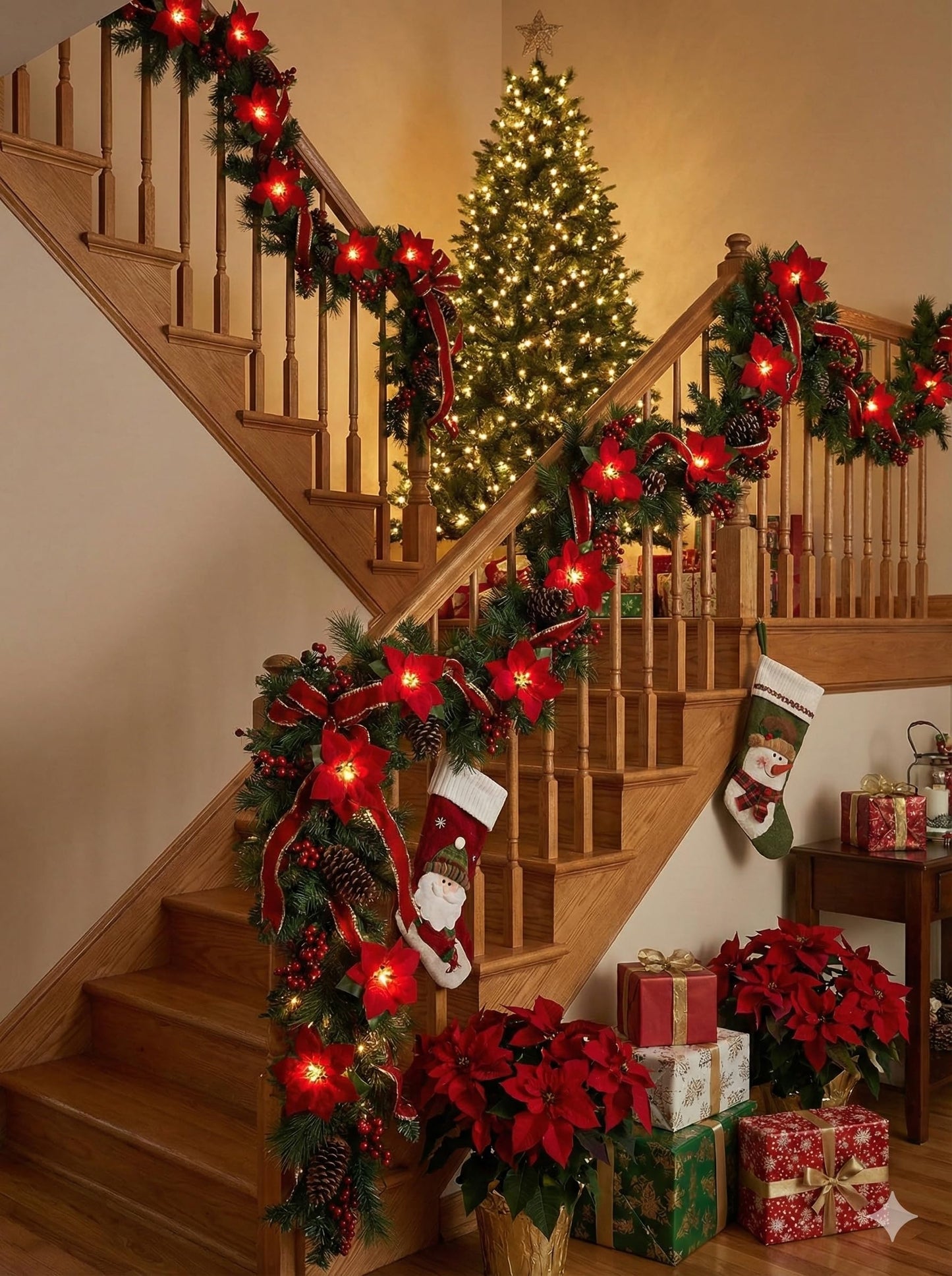 8.5FT Christmas LED Flower String Lights, Christmas Decorations Lights Outdoor with 10 LED Red and Green Flowers Bulbs, Plug in Flower Fairy Light for Valentines Wedding Garden Porch Floral Decor