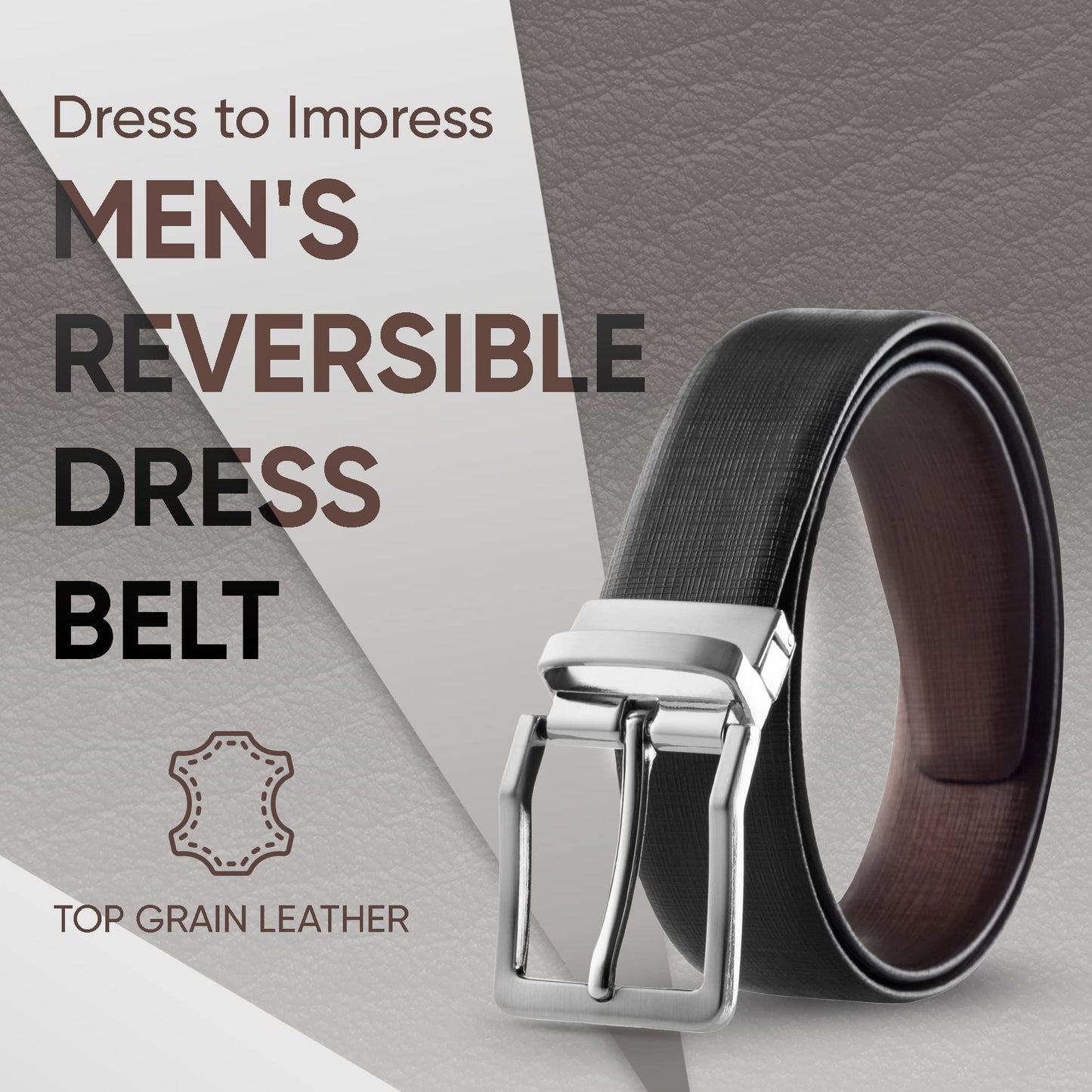 Prospero Comfort - Reversible Belts for Men, Italian Top-Grain Leather Belt for Men, 2-Toned Men’s Belts, Men’s Belt for Casual Wear, 35mm Dress Belt, Criss Cross Brown and Black Belt Men’s Size 40