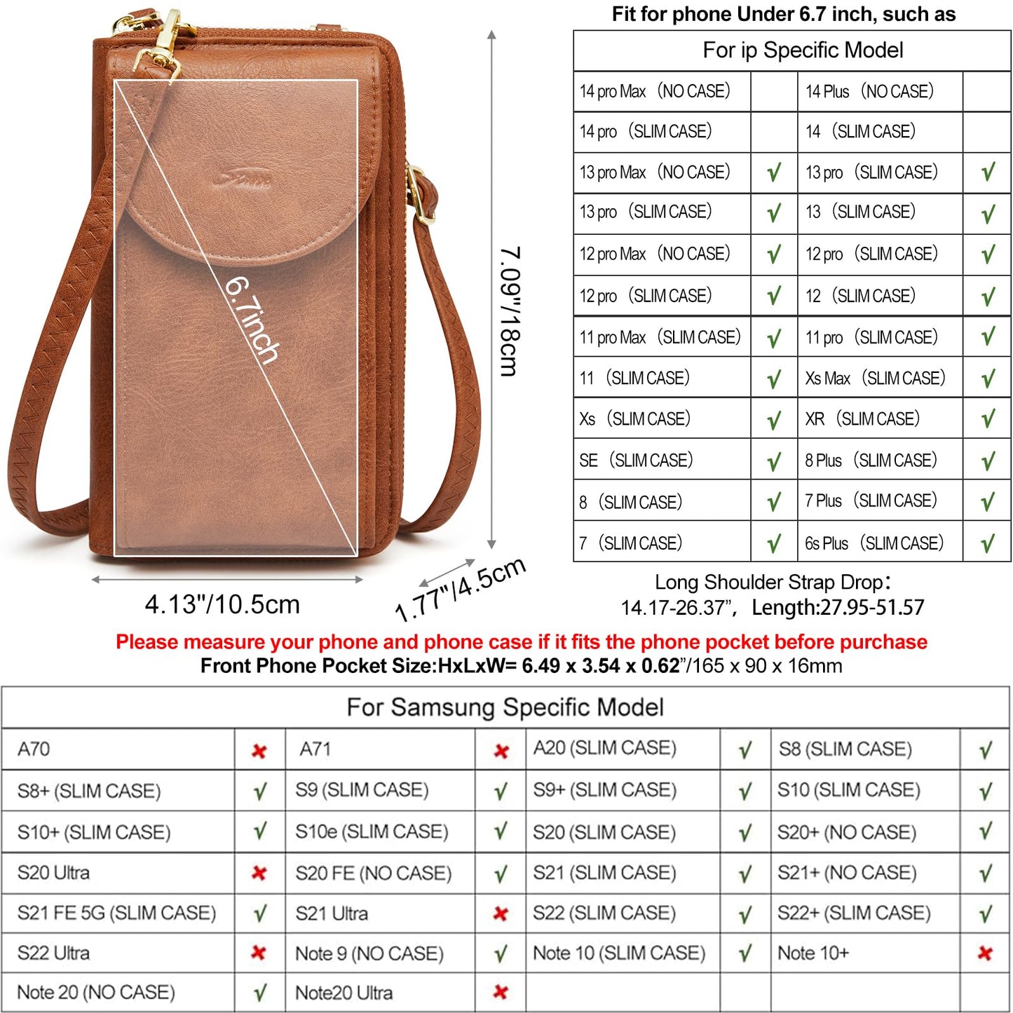 S-ZONE Small Crossbody Bags for Women Cell Phone Purse RFID Blocking Wallet Purses with Credit Card Slots