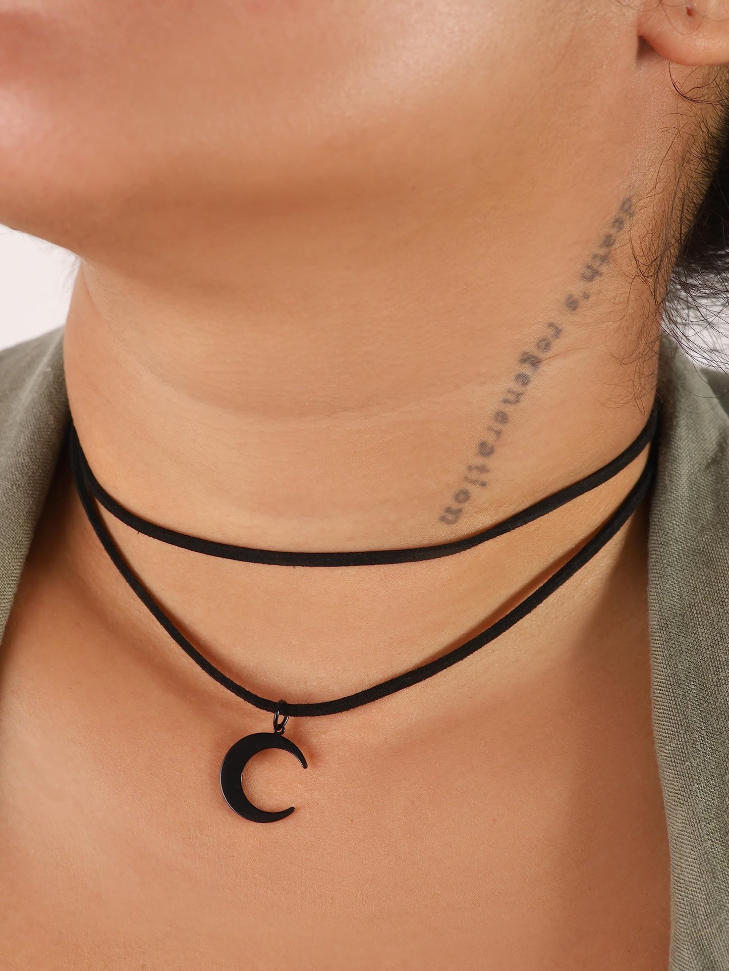Sacina Gothic Boho Layered Black Crescent Moon Choker, Moon Necklace for Women, Gothic Emo Grunge Necklace, Goth Jewelry, Christmas Jewelry Gift for Women