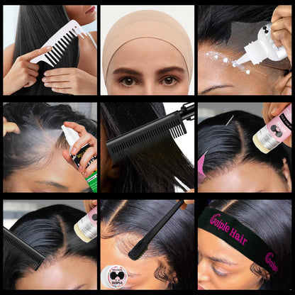 Hot Comb Hair Straightener Set for Lace Front Wigs - Heat Pressing Combs Ceramic Curling Flat Iron Electric Hot Comb for Wigs - Hair Straighteners Straightening Comb for Women Wig Installation Kit