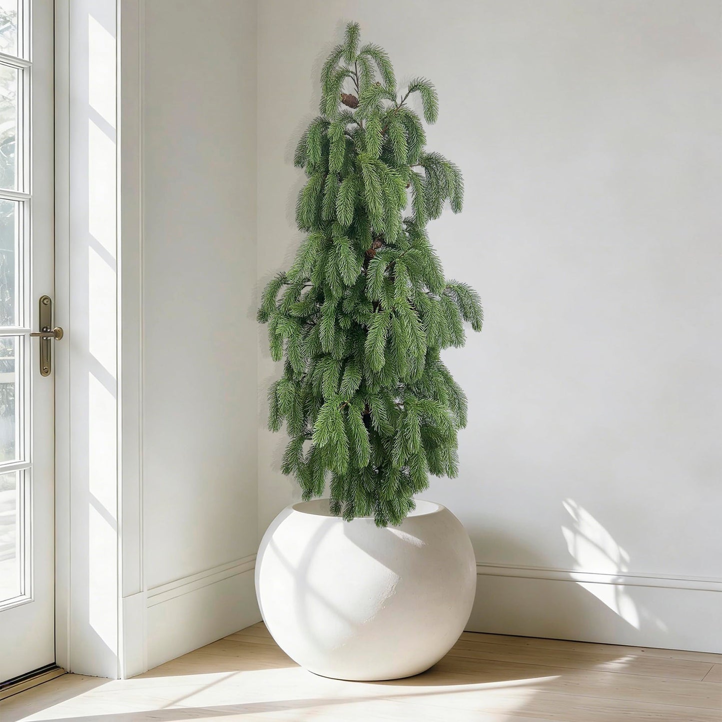 5FT Artificial Norfolk Pine Tree 1-Pack, Real Touch Faux Potted Plants in Black Pot, Fake Christmas Greenery for Indoor Outdoor Front Porch, Entryway, Year-Round Home Decor & Housewarming Gift