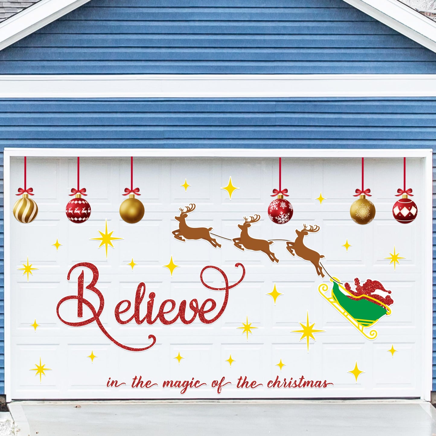 45PCS Christmas Garage Door Decorations Magnets - Believe Santa Reindeer Xmas Holiday Refrigerator Fridge Kitchen Decor