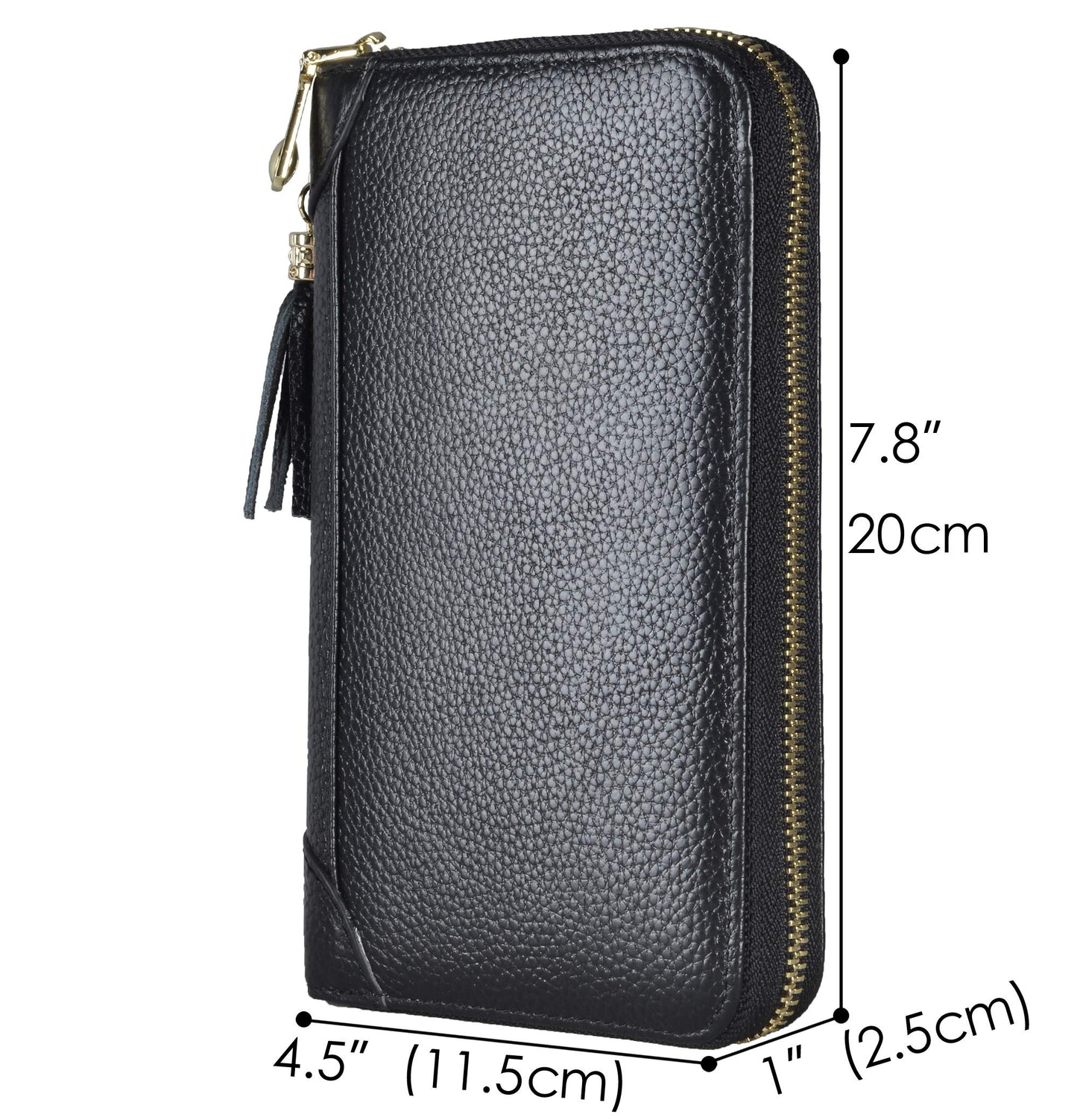 Easyoulife Credit Card Holder Wallet Womens Zipper Leather Case Purse RFID Blocking (Black)