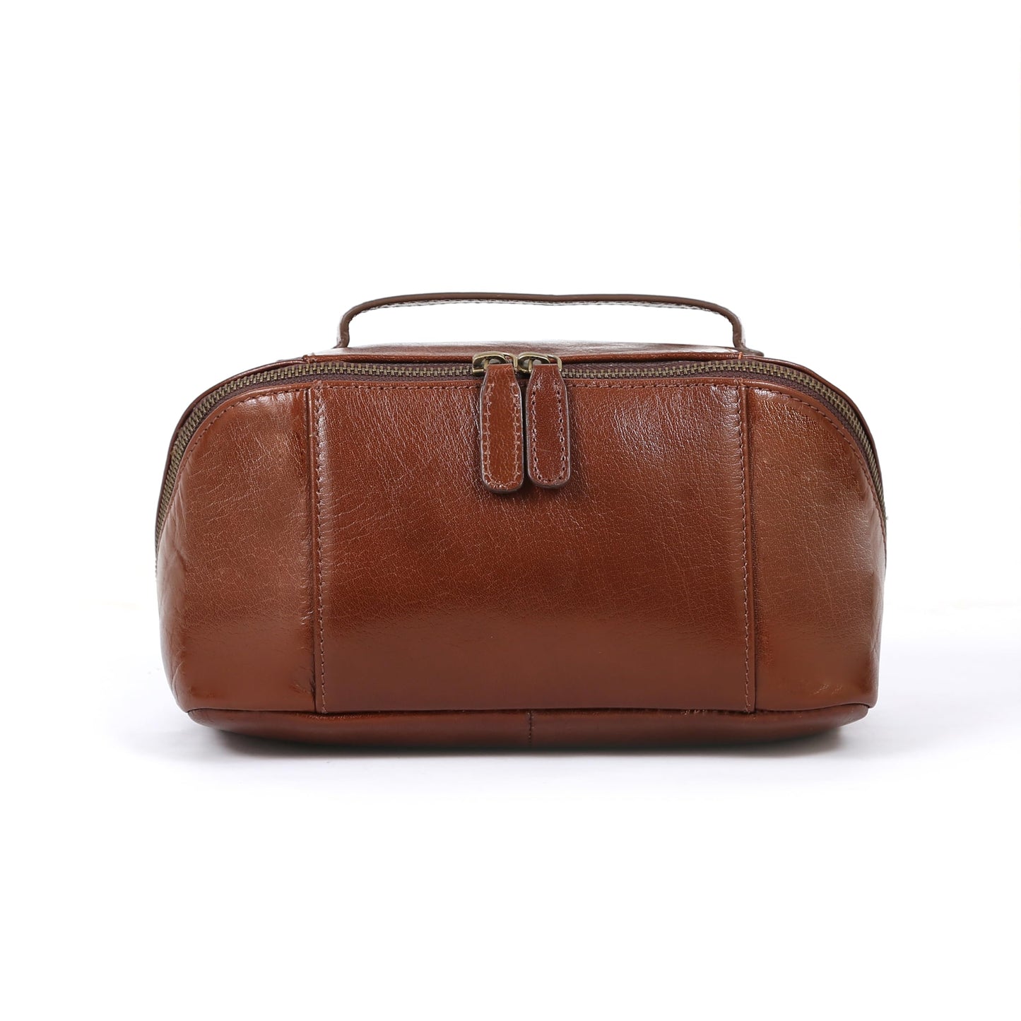 KomalC Luxury Leather Men’s Toiletry Travel Bag – Handmade Shaving Kit with Waterproof Interior, Spacious Storage & Carry Handle – leather travel Kit Bag for Men & Women (Wine)