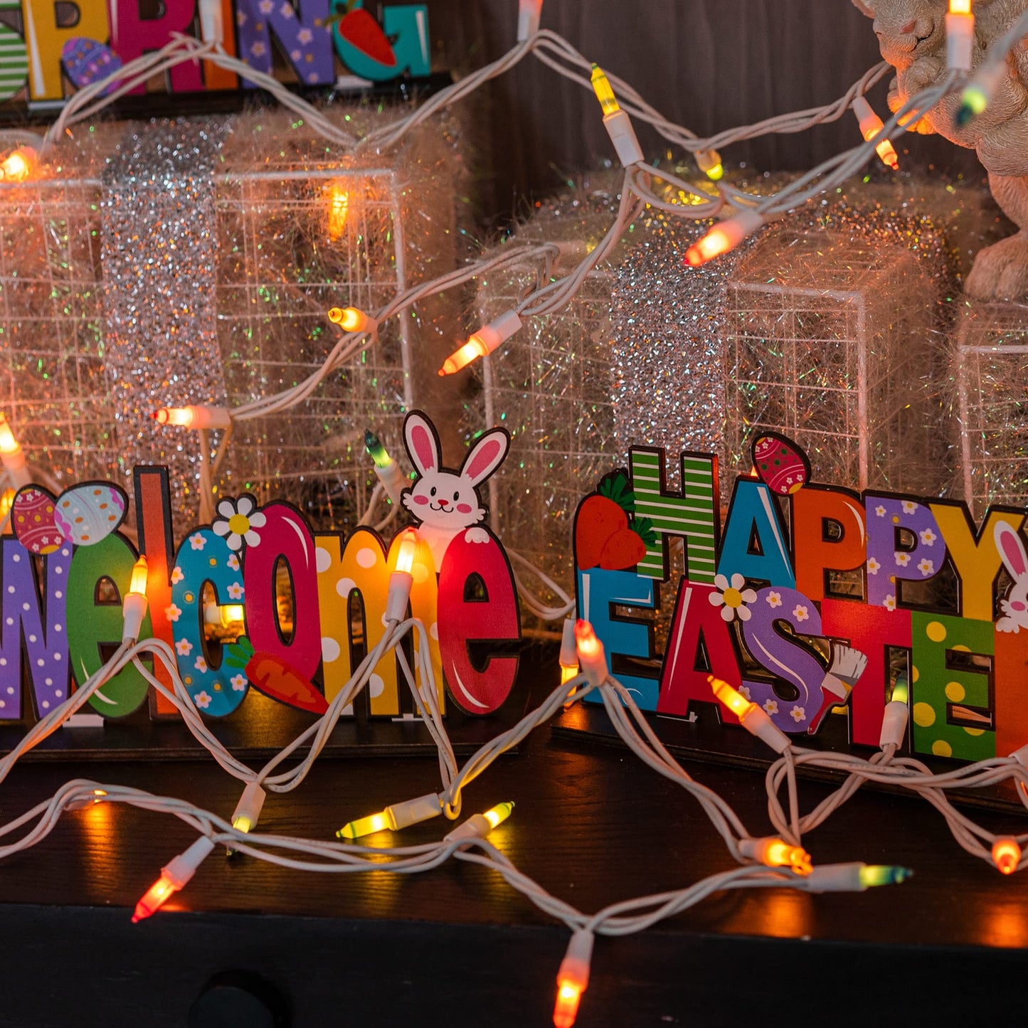 Dazzle Bright 100 Count 20FT Easter Mini String Lights, Incandescent White Wire Fairy Lights with UL Certified Easter Decorations for Indoor Outdoor Yard Party Patio Home Decor