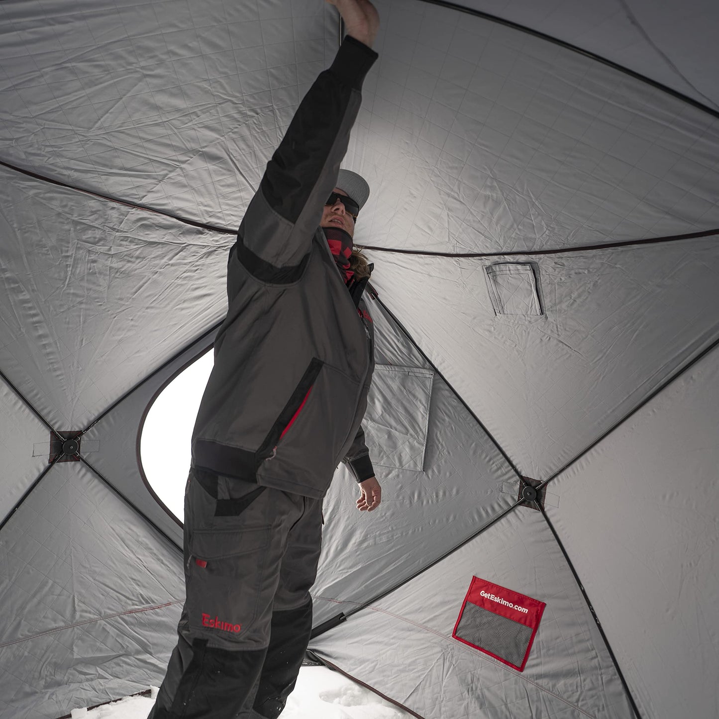 Eskimo Outbreak™ 350XD, Pop-Up Portable Shelter, Red/Black, 3-4 Person, 40350 , 126" x 126"