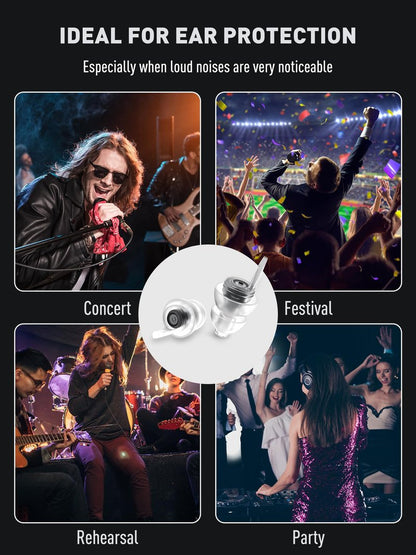 2 Pairs Concert Ear Plugs, Hearprotek Reusable High Fidelity Noise Reduction Music Ear Plugs for Ear Protection-Soft Hearing Protection Earplugs for Concerts, Musicians, Events (Petite Size)