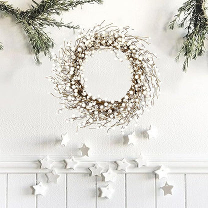 JINGHONG Winter Wreaths for Front Door 20 Inch Artificial Winter Wreath White Berry Wreath for Indoor Outdoor Window Wall Christmas and Winter Celebration