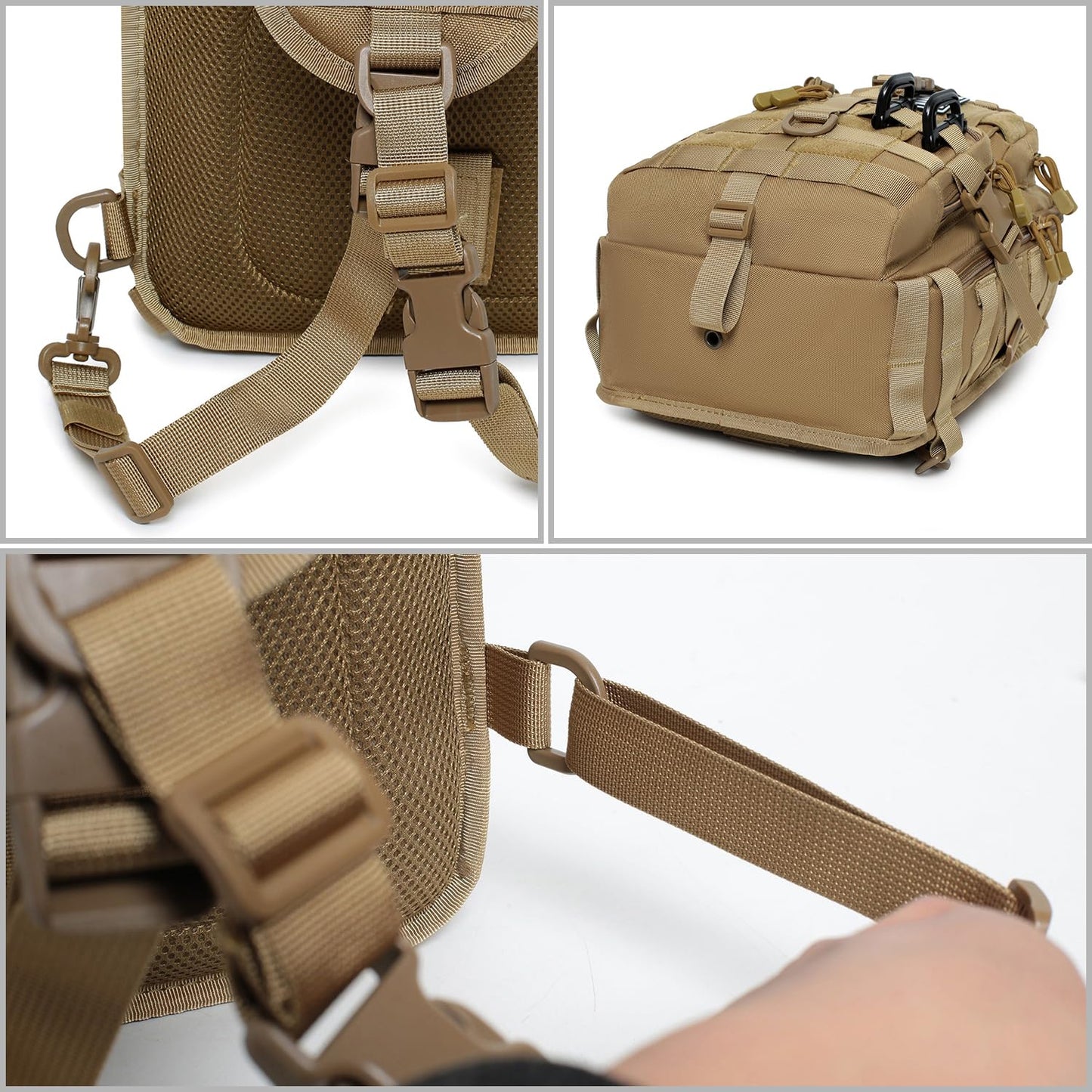 Lemubeane Tactical Sling Bag Backpack Military Rover Shoulder Sling Pack EDC Molle Assault Range Bag Crossbody Chest Pack (Coyote)