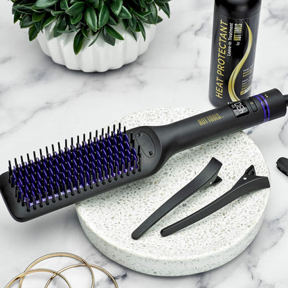 HOT TOOLS Pro Signature Extra Long Heated Straightening Brush, 4-1/2"