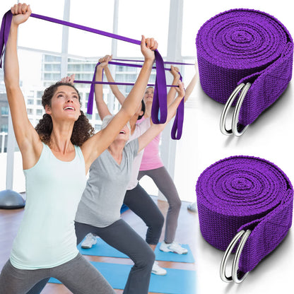 6 Pcs Yoga Strap for Stretching 8 Ft Yoga Exercise Adjustable Straps Bands with Safe Adjustable D Ring Buckle for Pilates Gym Workouts Fitness Improves Sitting Posture(Purple)