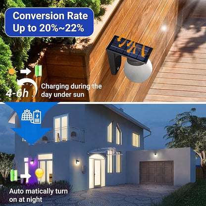 Solar Fence Lights 1 Pack, RGB Color Changing, 3 Lighting Modes, IP65 LED Waterproof Solar Lights for Outdoor Patio, Backyard, Deck, Fence, Railing – Color Glow & Durable