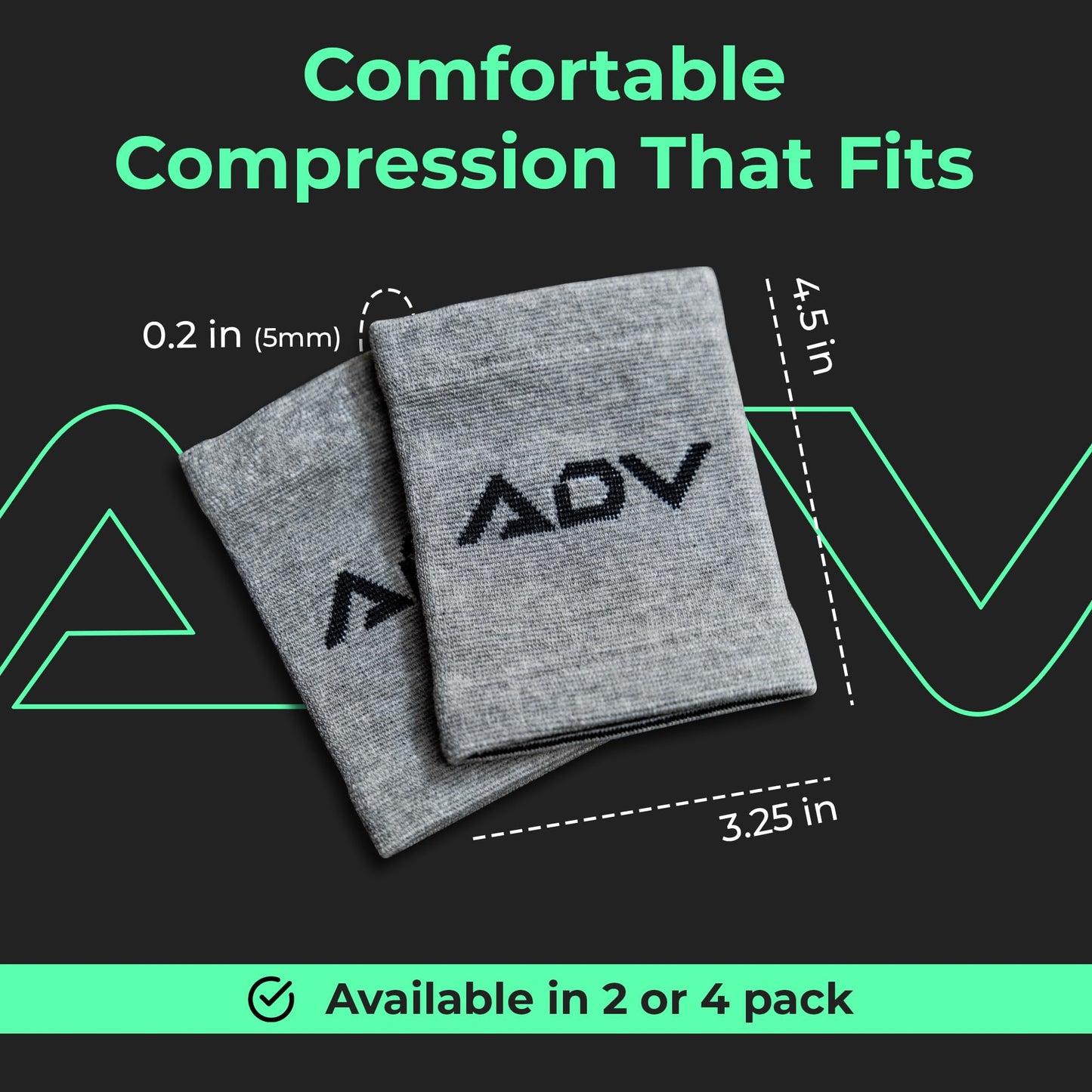 ADV Tennis Wristbands with New Age Polyester Cotton Blend - Ultra Absorbent Wrist Sweatbands - Doublewide & Slim Wrist Bands for Sweat - 4 Pack or 2 Pack (4-Pack Gray, M/L)