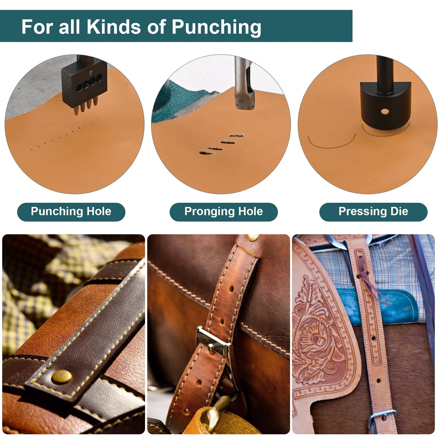 Soiiw Leather Hole Puncher Hand Punching Machine Heavy Duty Manual Press Puncher Punch Tools for DIY Leather Craft Punching Holes with 1.5-13mm Clamping Chuck