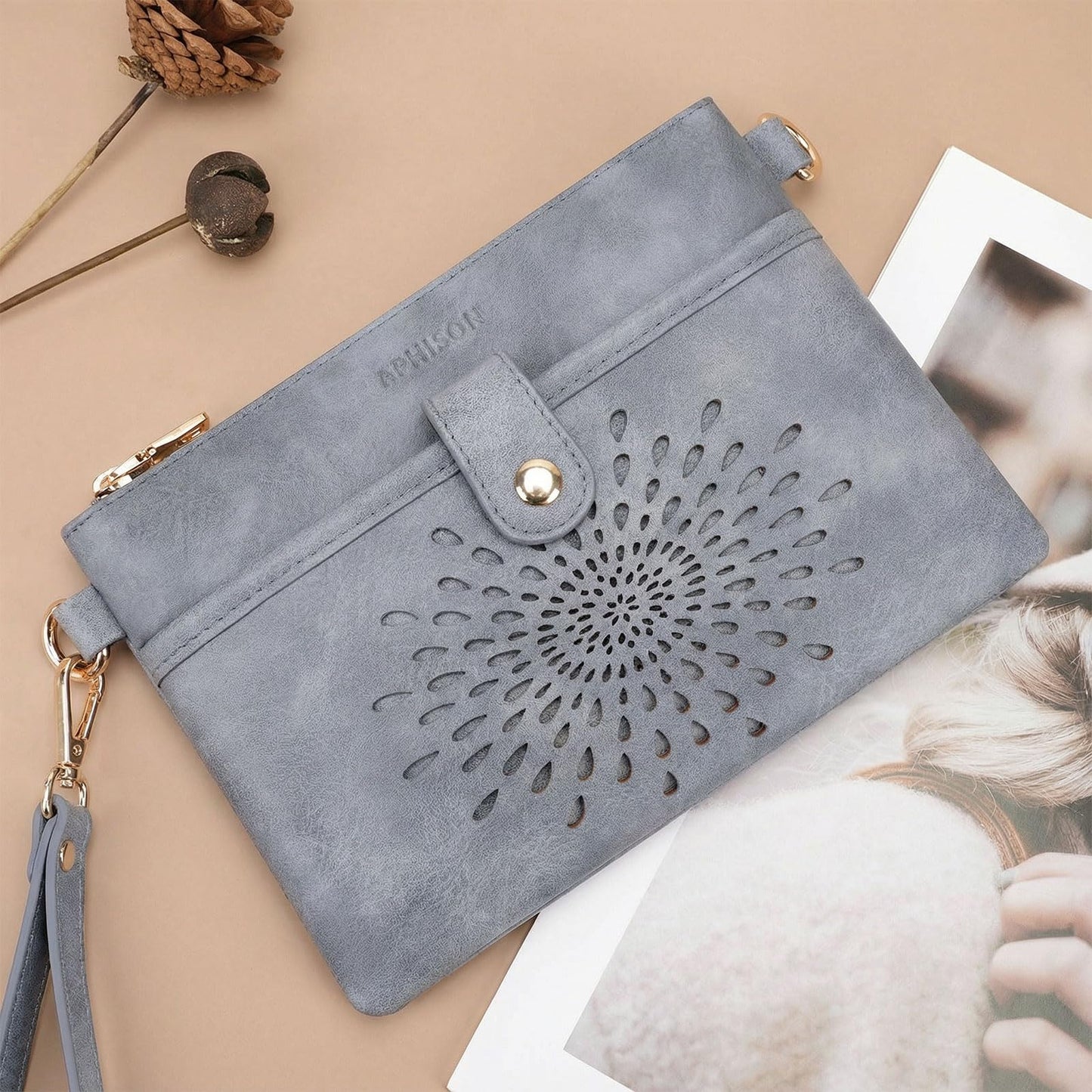 APHISON Wristlet Wallets Clutch Purses Small Crossbody Bags For Women, Cell Phone Wallet Purse RFID Wallet Women