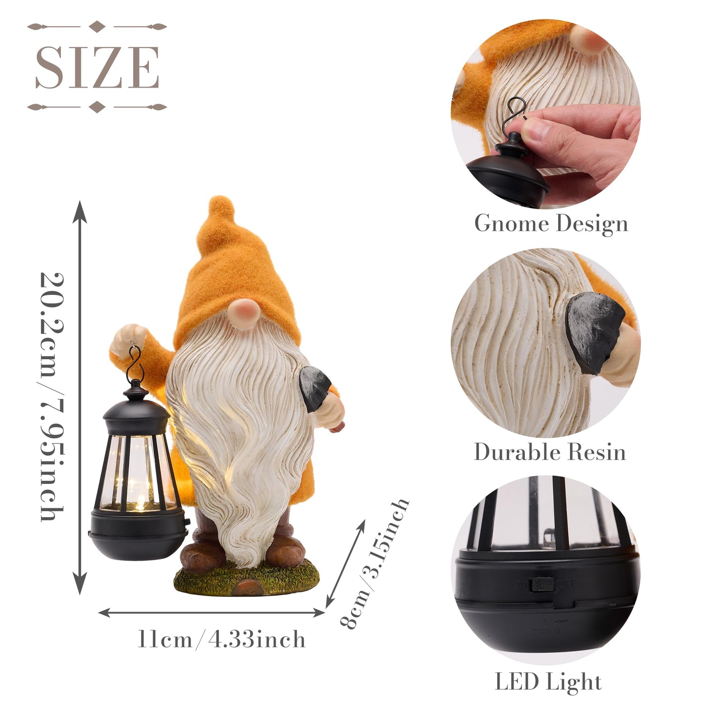 TERESA'S COLLECTIONS Fall Decor, Fall Gnome Decor, Autumn Garden Gnomes Holding Lantern with Solar Lights,Waterproof Resin Outdoor Fall Decor, Fall Gifts Outdoor/Indoor,8"