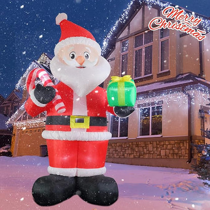 MUMTOP 10FT Tall Christmas Inflatables Outdoor Decorations, Giant Inflatables Santa Claus with Candy Cane Blow up Yard Decoration Built-in LED Lights for Outdoor Party Holiday Decor
