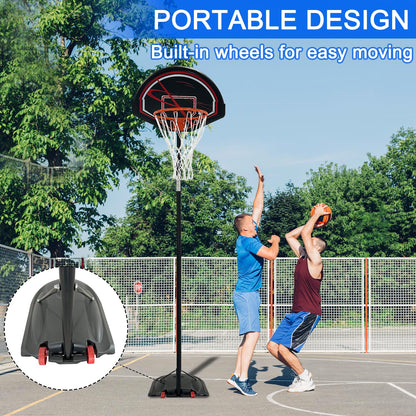 Portable Height-Adjustable Basketball Hoop System, Outdoor/Indoor Use for Backyard, Driveway, Court