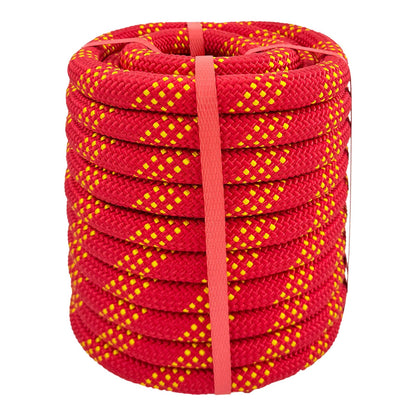 Glfcai Arborist Rope 3/4 Inch x 50 Ft, High Strength Polyester Bull Rope for Tree Rigging & Pulling, 48-Strand Braided Static Line for Heavy Duty Work, Red