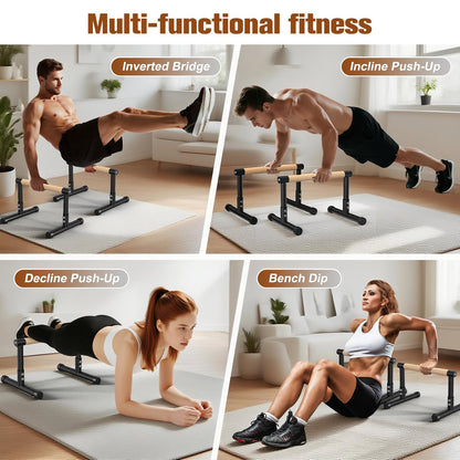 RELIFE REBUILD YOUR LIFE Push Up Bar,14in High Dip Station Functional Heavy Duty Dip Stands Fitness Workout Dip bar Station Stabilizer Parallette Push Up Stand (Black-04)