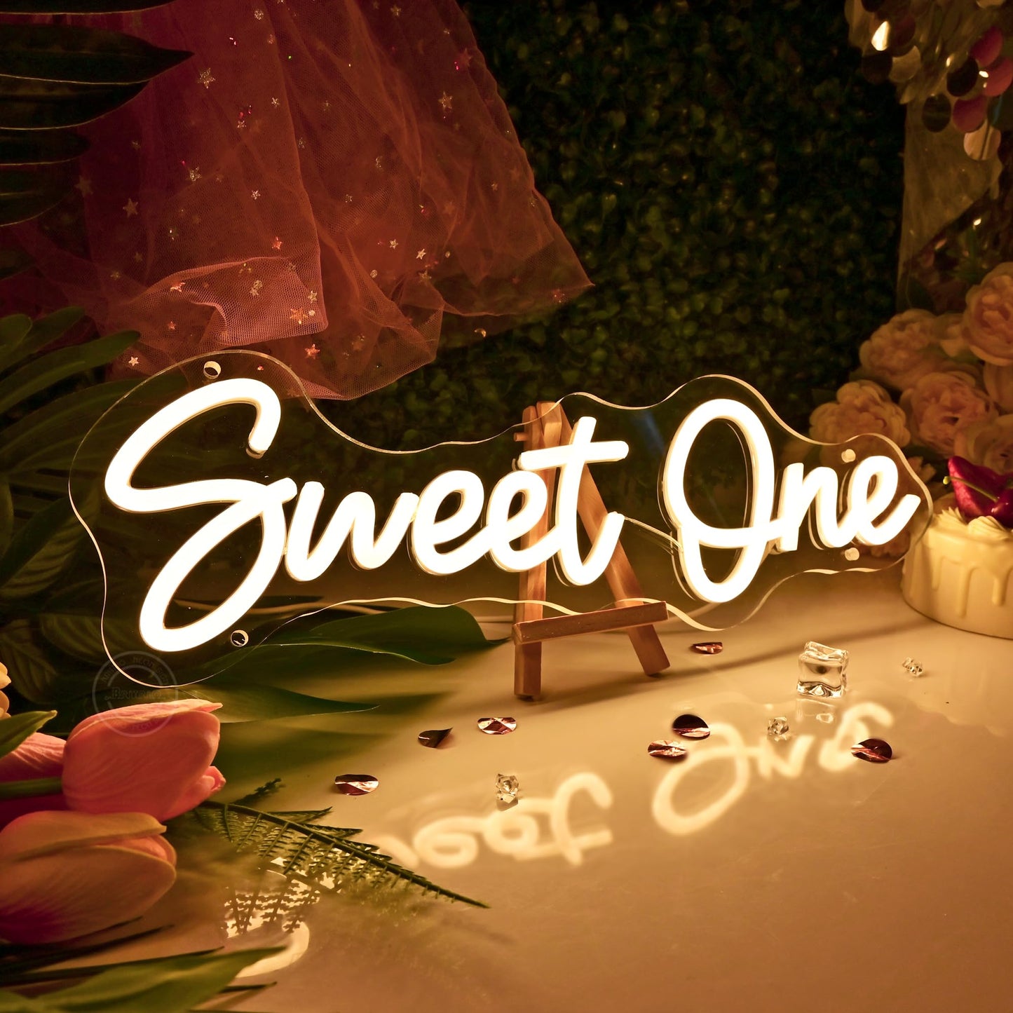 Britrio Sweet One Neon Sign for Baby Shower Girl Boy 1st Birthday Party Celebration Supplies Decoration Photo Backdrop Banner Gift LED Neon Light Wall Decor 5V USB with Dimmer Warm White 15.75”